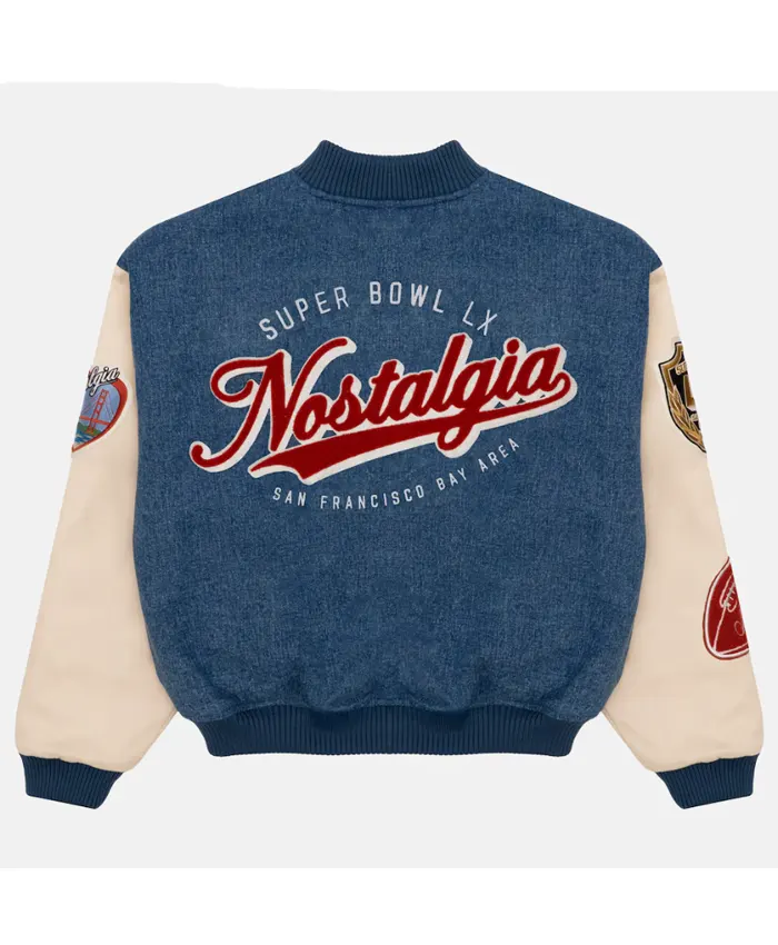 Super Bowl LX Nostalgia Origins Home Turf Varsity Jacket Back