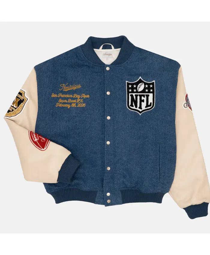 Super Bowl LX Nostalgia Origins Home Turf Varsity Jacket For Sale