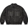 Supreme SS26 Studded Leather Jacket Black Front