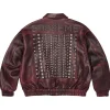 Supreme SS26 Studded Leather Jacket Maroon Back