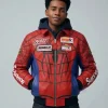 Red and black Spider-Man leather jacket inspired by Supreme SS26 streetwear