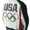 Team USA Olympics 2026 White Leather Bomber Jacket For Sale