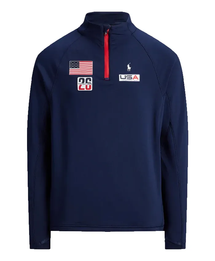 Team USA Quarter Zip Navy Pullover Jacket