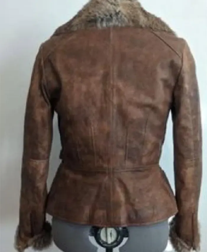 Tell Me Lies S03 Emily Meade Fur Collar Leather Jacket Back