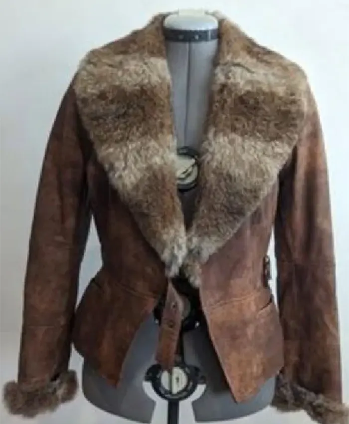 Tell Me Lies S03 Emily Meade Fur Collar Leather Jacket For Sale