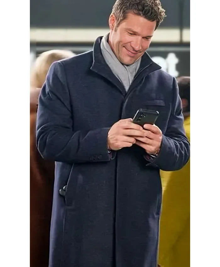 The Way to You Aaron O Connell Blue Wool Coat For Sale