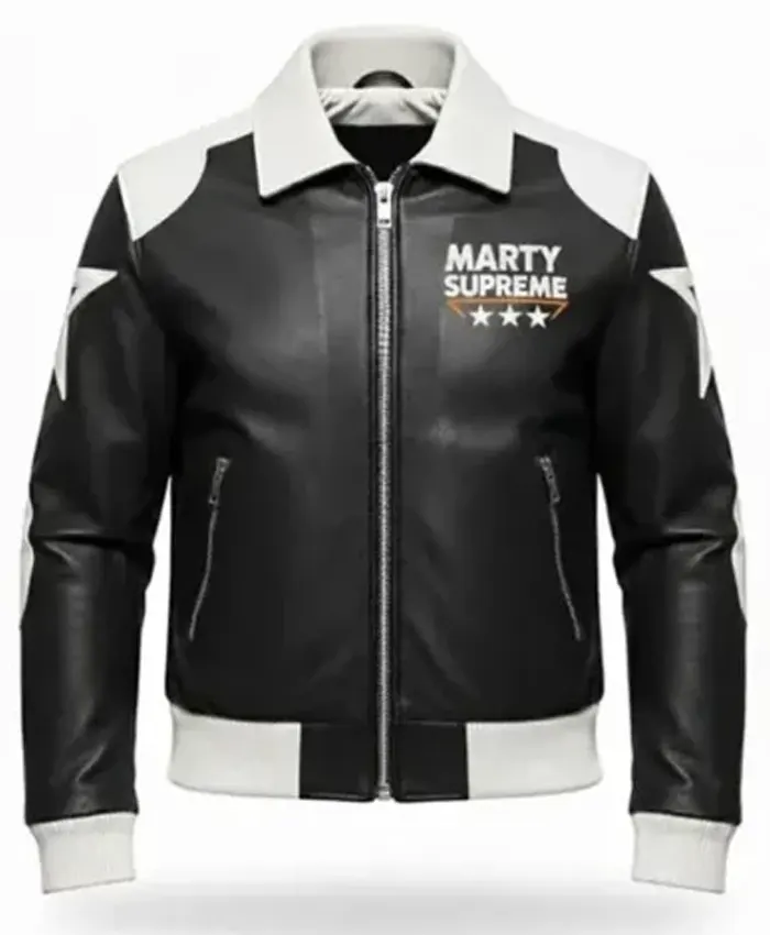 Timothée Chalamet Marty Supreme Black and White Star Jacket