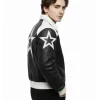 Timothée Chalamet Marty Supreme Black and White Star Leather Jacket