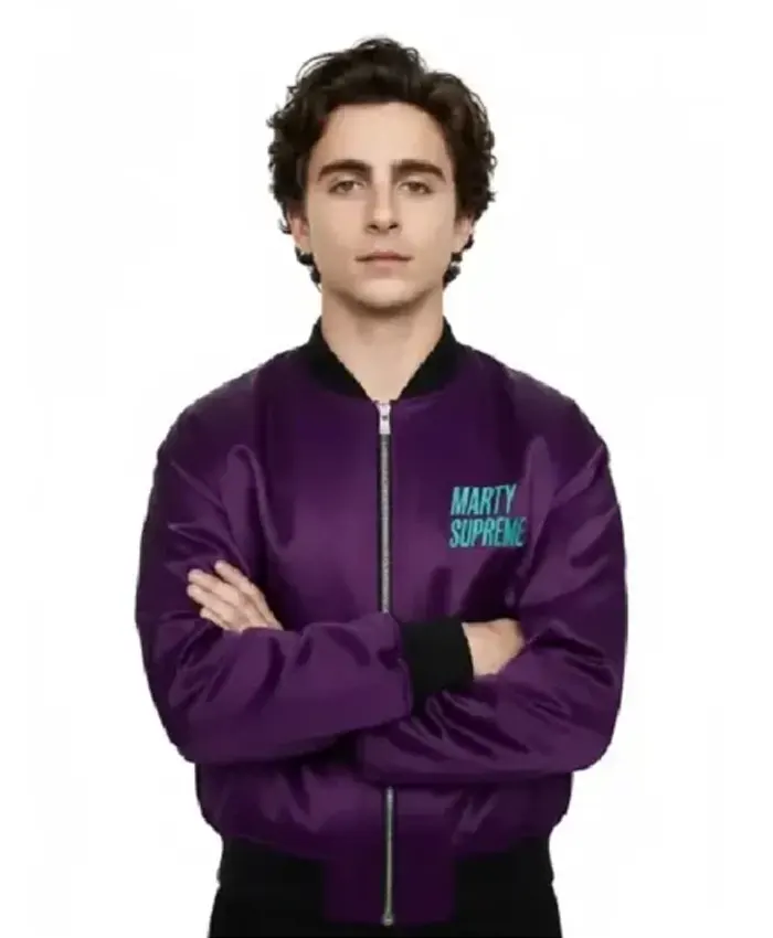 Timothee Chalamet Marty Supreme Purple Bomber Jacket