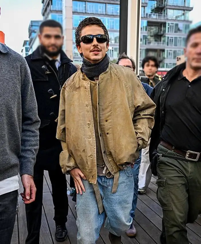 Timothée Chalamet Marty Supreme premiere Brown Jacket