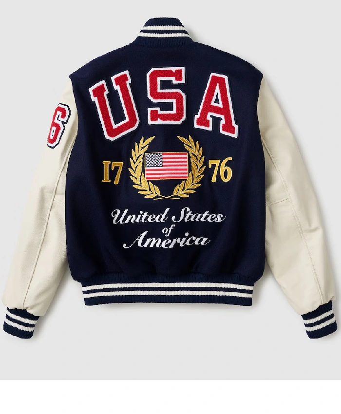 USA 250th Blue Varsity Jacket For Sale