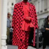 Usher Red Polka Dot Oversized Coat