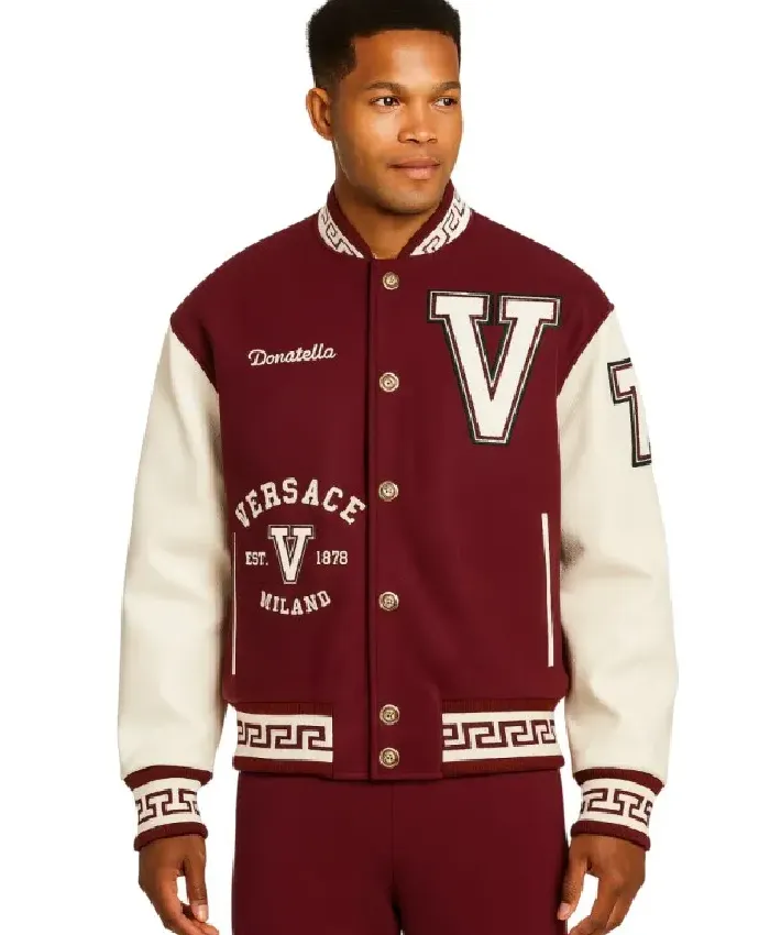 Versace Maroon Varsity Jacket