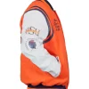 Virginia State University Motto 2.0 Orange and White Varsity Jacket for sale