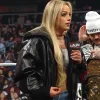 WWE RAW 2026 Liv Morgan RAW is WAR Black Leather Bomber Hooded Jacket