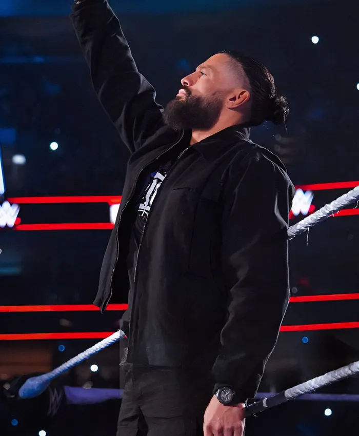 WWE RAW 2026 Wrestler Roman Reigns Black Cotton Jacket - Black