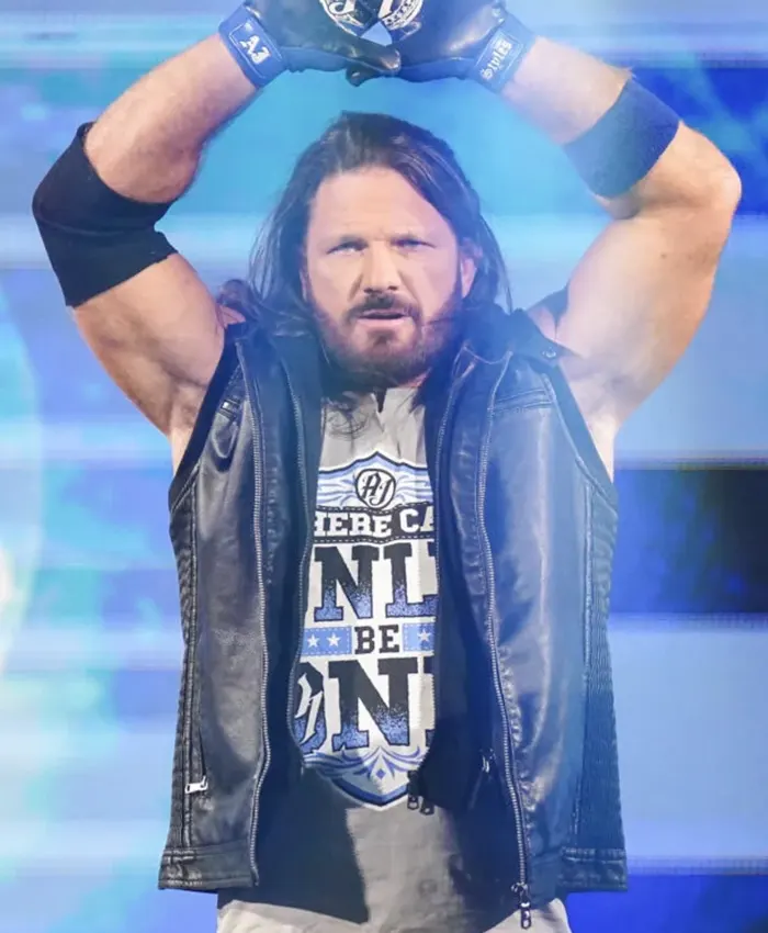 WWE Raw Royal Rumble 2026 Wrestler AJ Styles Black Leather Vest - Get now
