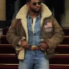 Winter Olympics Opening Ceremony 2026 Usher Brown B3 Shearling Leather Jacket