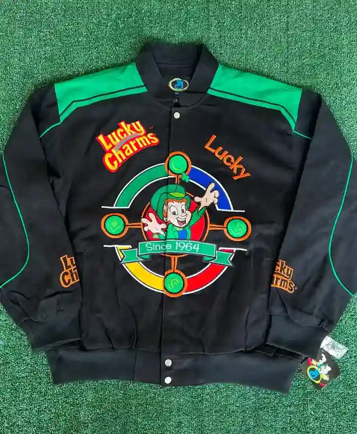 Y2K NOS Nascar Lucky Charms Black Racing Jacket