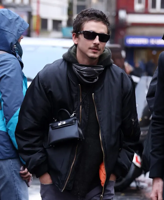 shop Timothee Chalamet Prince Charles Cinema Black Bomber Jacket