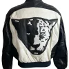 1980s Michael Hoban WhereMI mens med Jaguar Wolf Bomber Leather Jacket