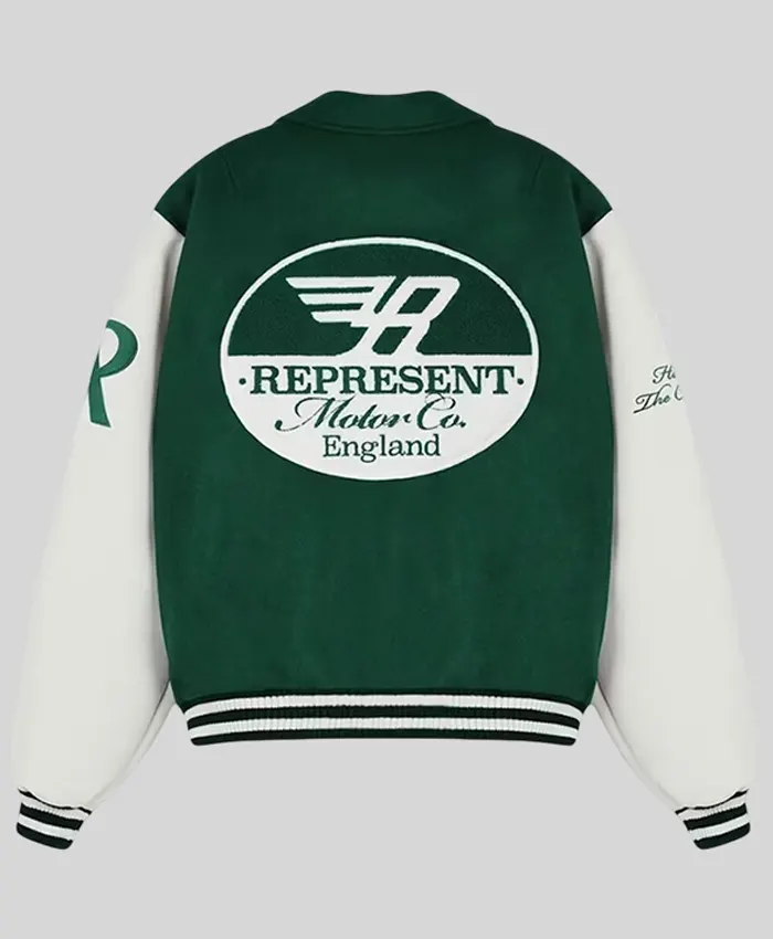 2026 Represent Racing Full Zip Green Wool Varsity Jacket