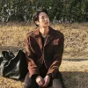 2026 World Wide Handsome Kim Seok Jin Brown Suede Leather Jacket