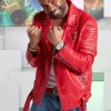 American Singer Ginuwine Studded Red Leather Jacket