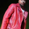 American Singer Ginuwine Studded Red Leather Jacket For Sale