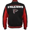 Atlanta Falcons Black and Red Varsity Jacket Back
