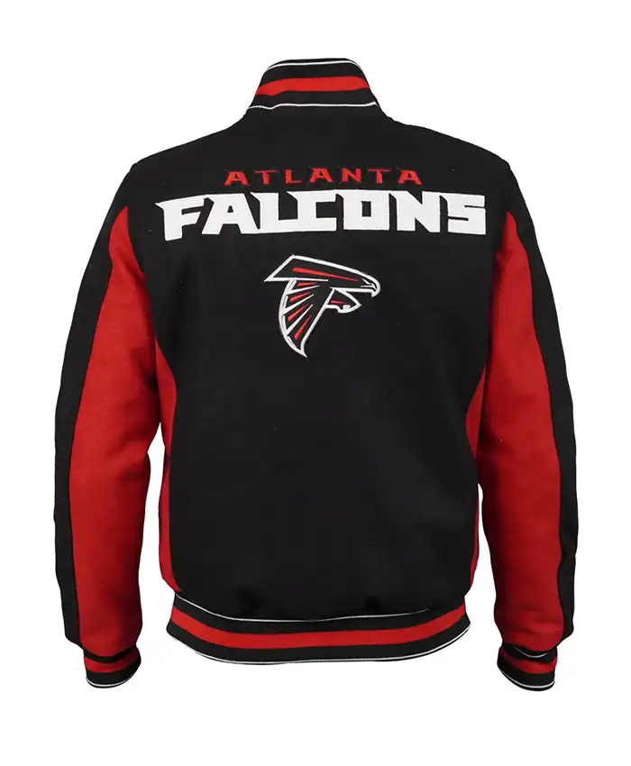 Atlanta Falcons Black and Red Varsity Jacket Back