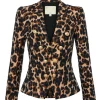 Beauty In Black S02 Crystle Stewart Leopard Print Blazer For Sale