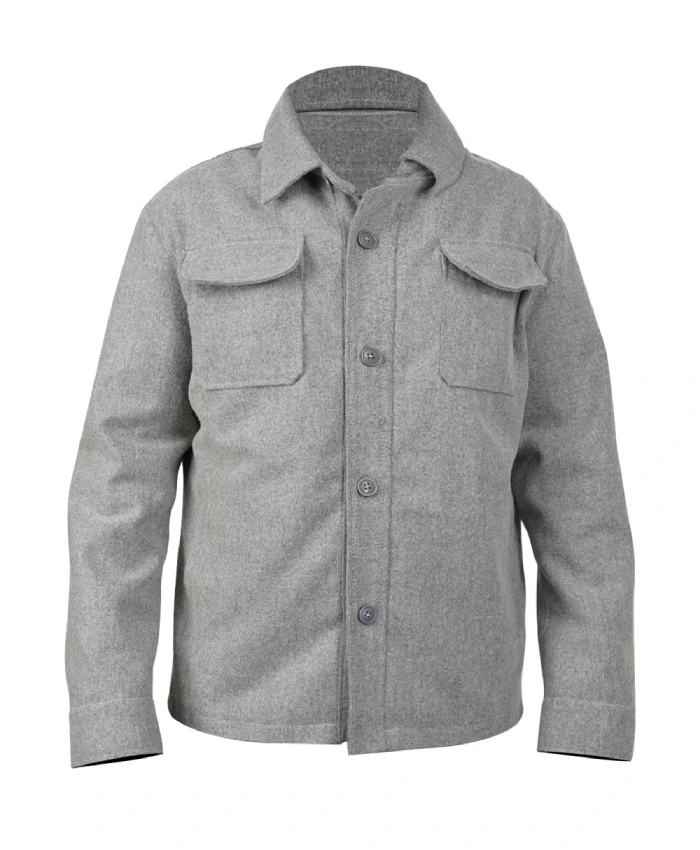 The Audacity 2026 Billy Magnussen grey wool jacket