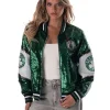 Boston Celtics The Wild Collective Sequin Bomber Jacket