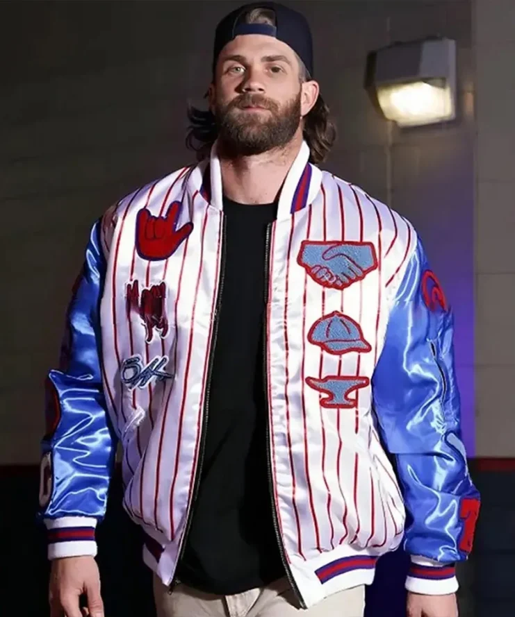 Bryce Harper Philadelphia Phillies Varsity Satin Jacket - Shop Now