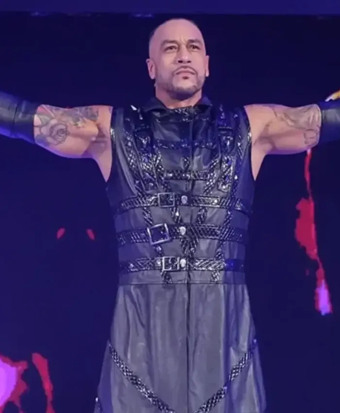Buy WWE SmackDown 2026 Damian Priest Black Leather Sleeveless Coat