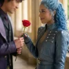 Chloe Descendants Wicked Wonderland 2026 Malia Baker Cropped Blue Leather Jacket