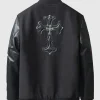 Chrome Cross Black Bomber Jacket For Sale