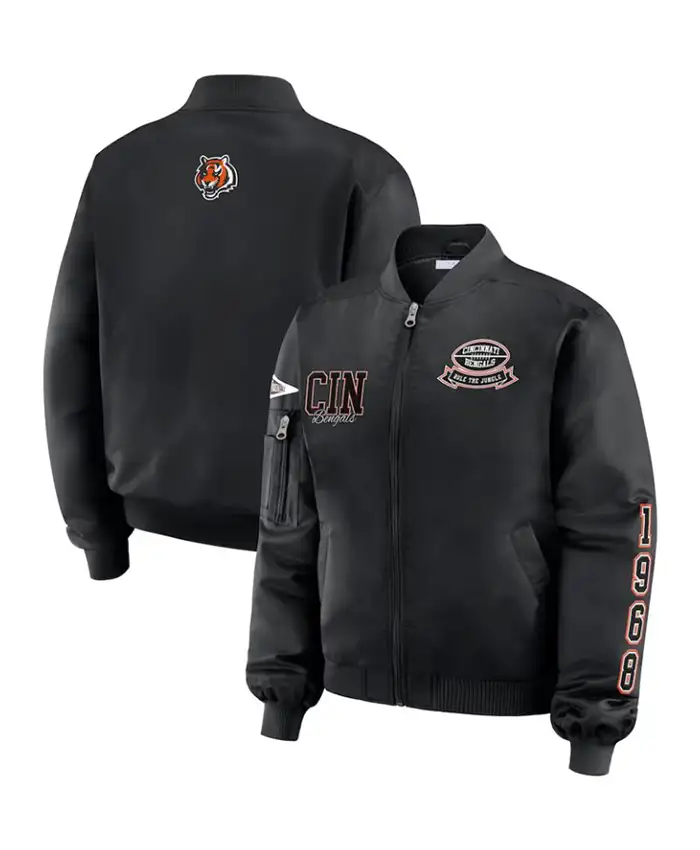 Cincinnati Bengals Black Patch Bomber Jacket For Sale