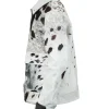 Cowhide Black And White Fur Leather Jacket For Men