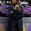 D’Arcy Carden Sunny Nights Black Leather Coat For Sale
