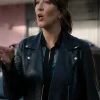 D’Arcy Carden Sunny Nights Black Leather Jacket For Sale