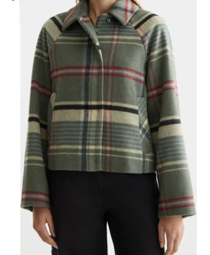 D'Arcy Carden Wild Vacation Rentals S01 Plaid Crop Jacket For Sale