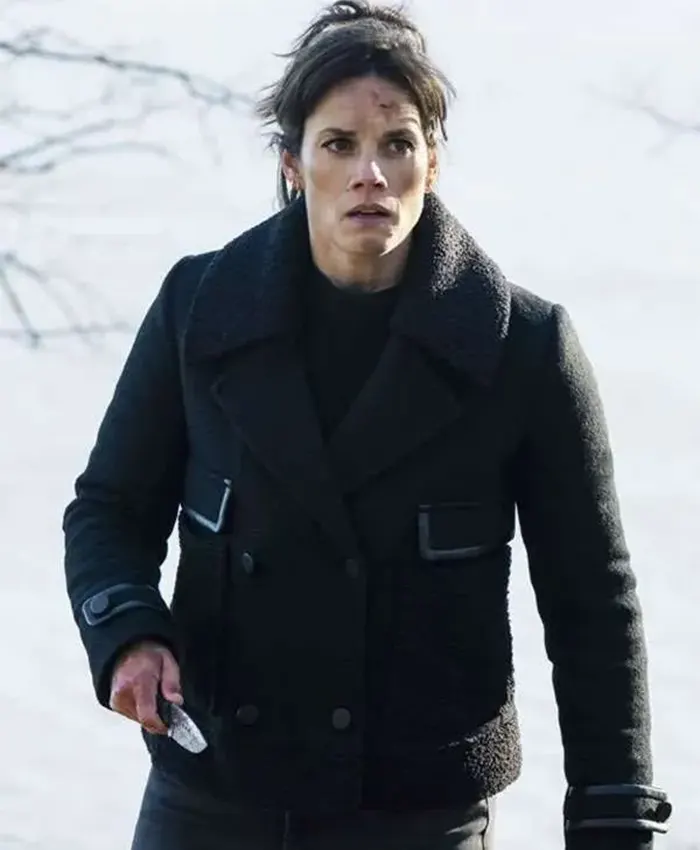FBI S08 Maggie Bell Black Wool Peacoat