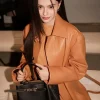 Fashion Show 2026 Becky Armstrong Orange Leather Coat Front