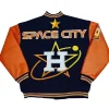 Houston Astros Space City Blue and Orange Varsity Jacket Back