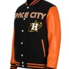 Houston Astros Space City Blue and Orange Varsity Jacket Side