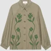 Imperfect Women Elisabeth Moss Floral Shirt Jacket For Sale