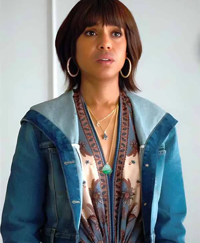 Imperfect Women Kerry Washington Hooded Denim Jacket Front
