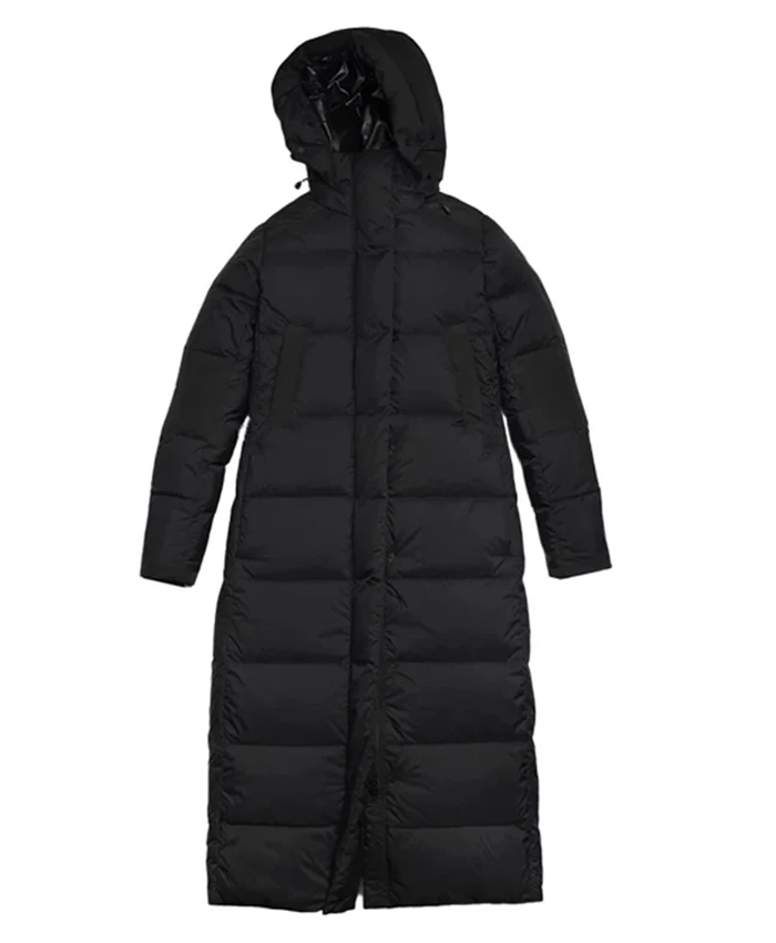 Jessie Buckley The Bride Black Puffer Coat Front